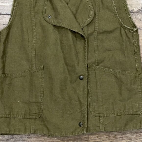 Wilfred Free Aritzia Vest Womens Small Linen Blend Military‎ Utility Layer Green - Picture 3 of 11